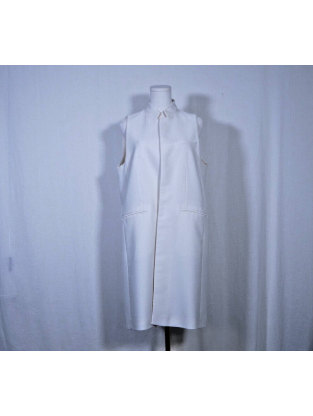 Zara Basic Longline Open-Front White Vest Size Large
